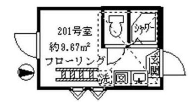 フェリスコード(ワンルーム/2階)の間取り写真
