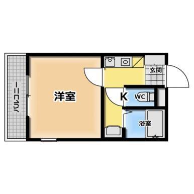 京都ハウジングコーポ西平山(1K/4階)の間取り写真