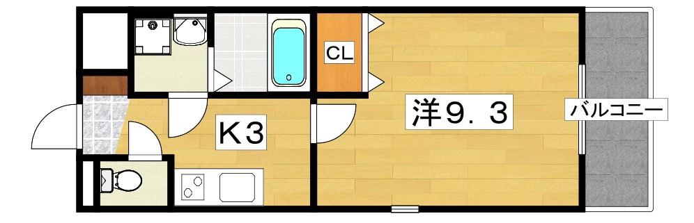 ロータスコート(1K/2階)の間取り写真