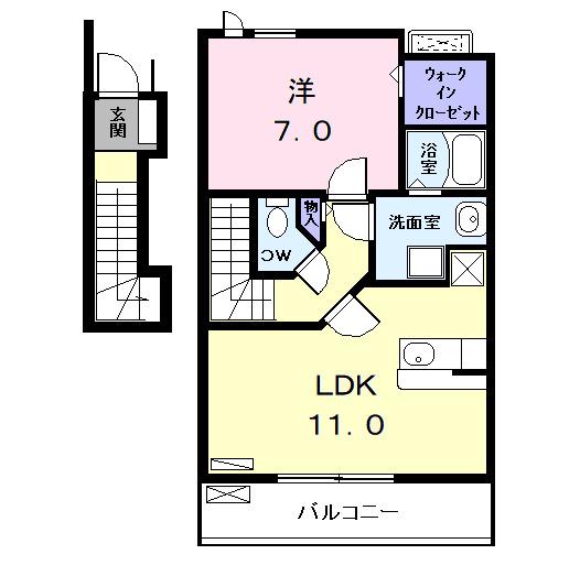 VIVACE(1LDK/2階)の間取り写真