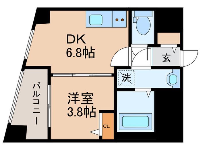 ファステート京都東寺グラン(1DK/4階)の間取り写真