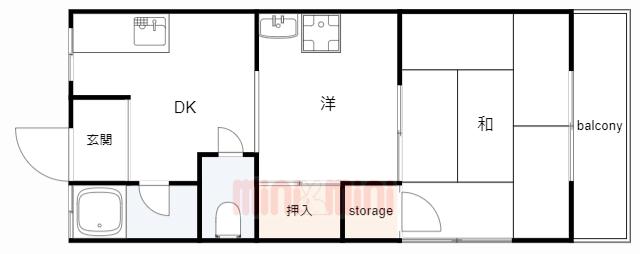 垂水フラット(2DK/2階)の間取り写真