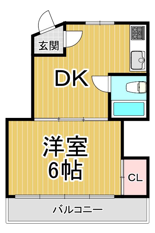 ハイツ桜ヶ丘2(1DK/2階)の間取り写真