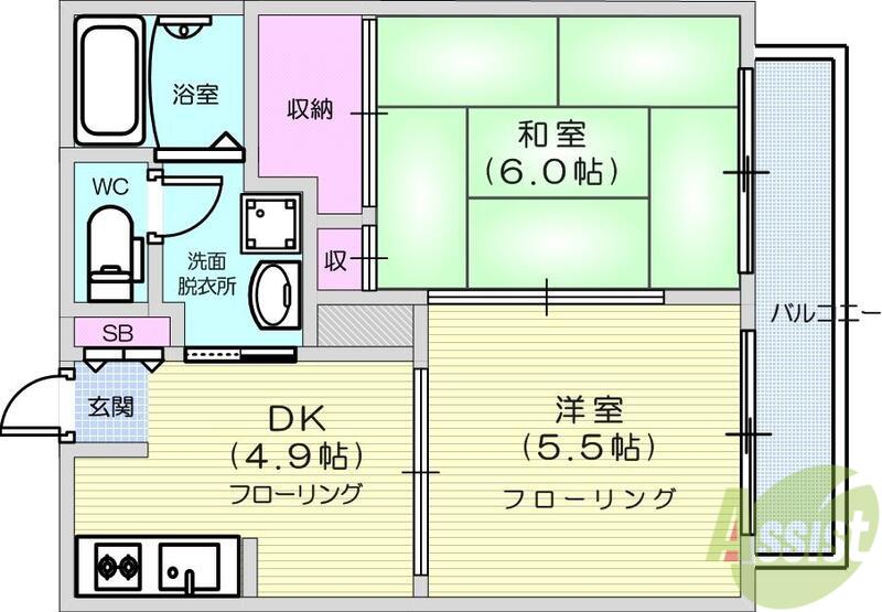 パルメールミズナ(2DK/2階)の間取り写真