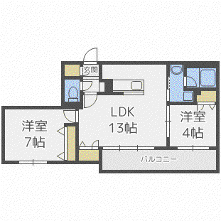 NCウイング円山(2LDK/5階)の間取り写真