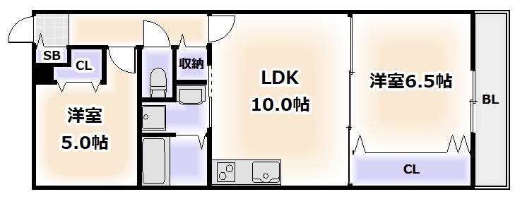 グランシエル共立通(2LDK/1階)の間取り写真