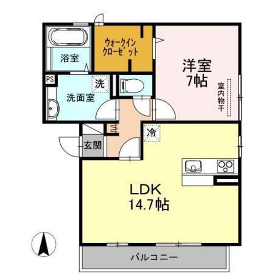 タウンコート A棟(1LDK/3階)の間取り写真