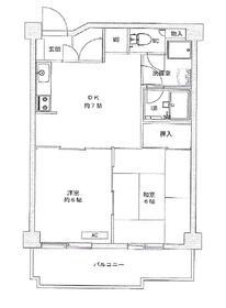 三越ゼームス坂マンション(2DK/5階)の間取り写真