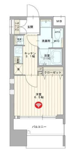 ゲートコート豊中(1K/7階)の間取り写真