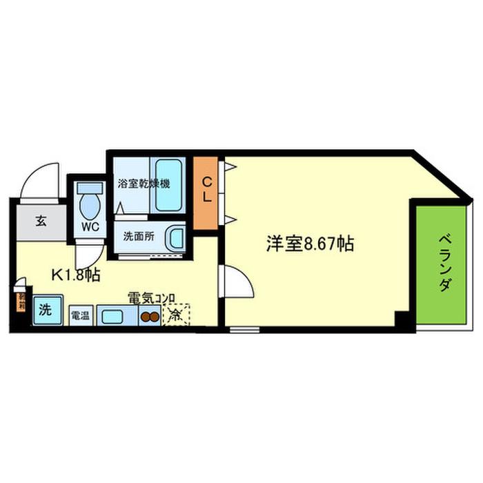 ラ・フォンテ摂津富田(1K/6階)の間取り写真