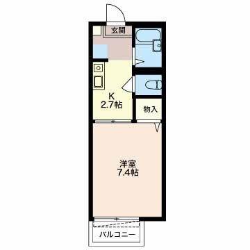 グレイスハイムII(1K/2階)の間取り写真