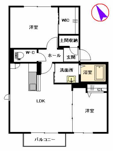 パークサイドヴィラ  B棟(2LDK/2階)の間取り写真