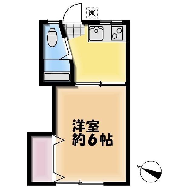 北嶺ハイツ(1K/2階)の間取り写真
