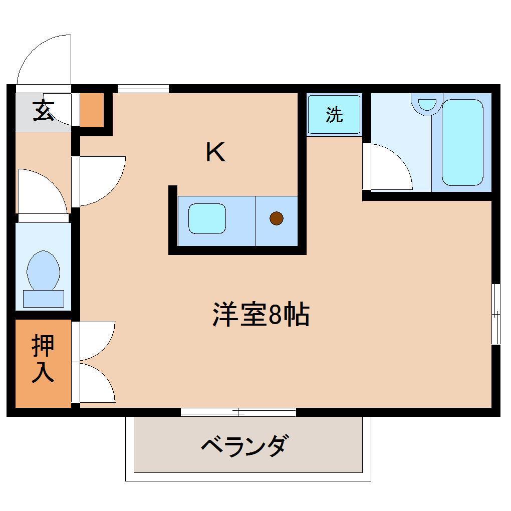 セレニティ川添B棟(1K/3階)の間取り写真