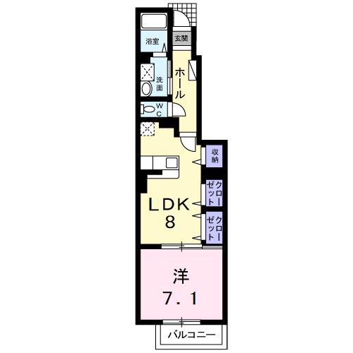 オースティンハウスIII(1LDK/1階)の間取り写真