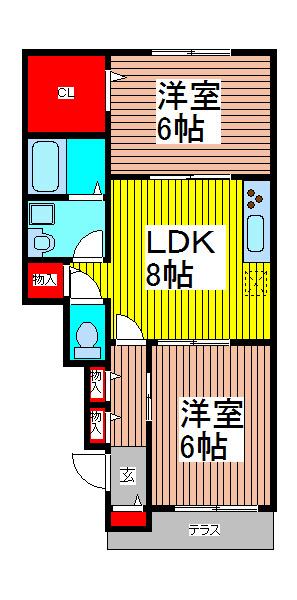 コーポアイリス(2LDK/1階)の間取り写真