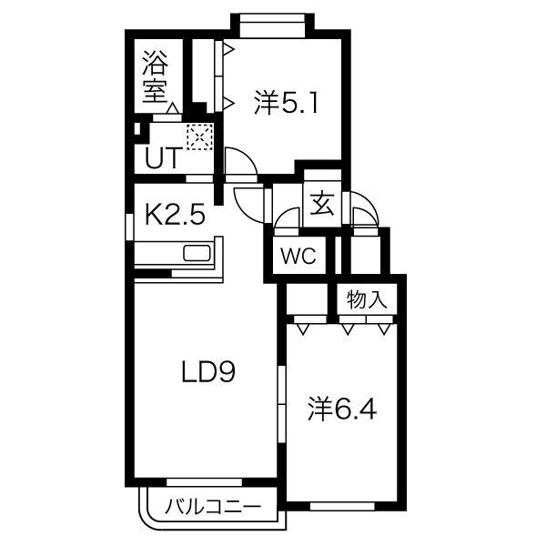 OBRI NANGO(2LDK/3階)の間取り写真