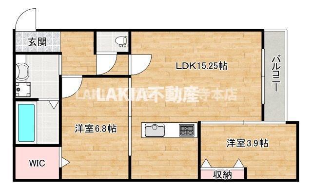 ルシェーナ西田辺(2LDK/2階)の間取り写真