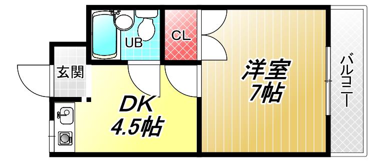 セジュール八戸ノ里(1DK/1階)の間取り写真