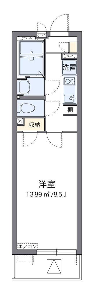 クレイノコンフォール(1K/3階)の間取り写真