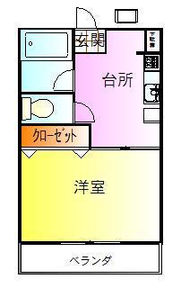 第2田辺コーポ(1K/2階)の間取り写真