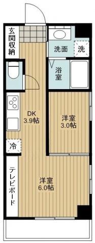 ノーブル平和大通(1LDK/6階)の間取り写真