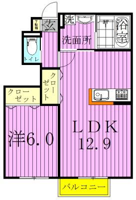 RIVER WOOD HISAリバーウッドヒサ(1LDK/1階)の間取り写真