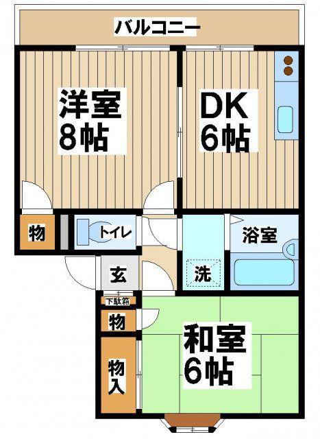 コーポ朝倉A棟(2DK/2階)の間取り写真