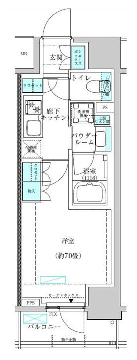 ヴィークブライト蔵前(1K/3階)の間取り写真