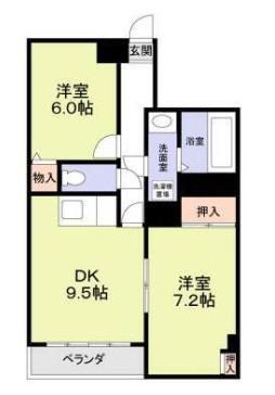 トキ壱番館(2DK/7階)の間取り写真