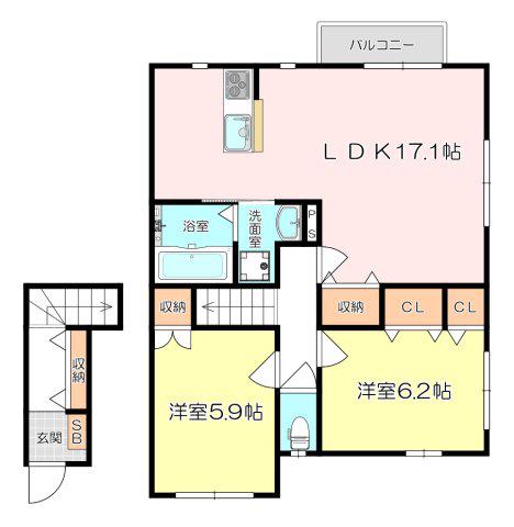 ベルメゾンIV(2LDK/2階)の間取り写真