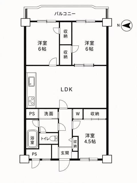 マンション戸田橋(3LDK/5階)の間取り写真