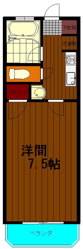 亀継パークハイツ(1K/2階)の間取り写真