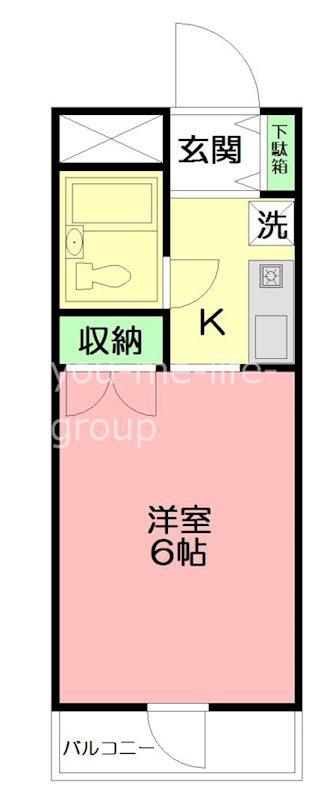 プラーズ徳延(1K/4階)の間取り写真