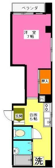 新屋ビル(1DK/4階)の間取り写真