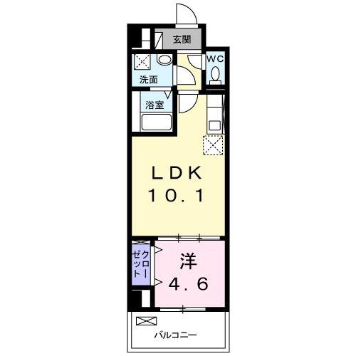 桂川・サンライフ(1LDK/6階)の間取り写真