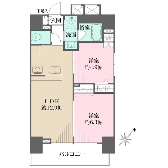 CREST HILL 文京千石(2LDK/10階)の間取り写真