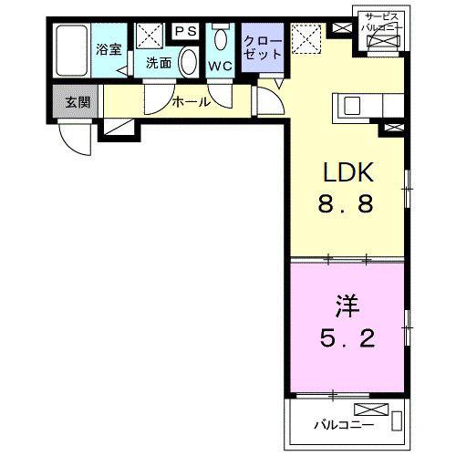 ヴィラ柏木II(1LDK/3階)の間取り写真