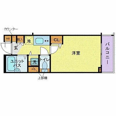 トーシンフェニックス牛込神楽坂(1K/4階)の間取り写真