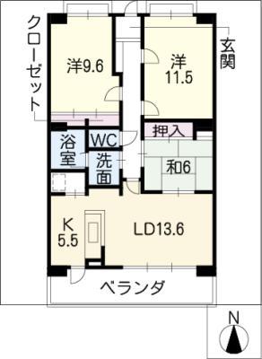 スペクトル尾張瀬戸 402号(3LDK/4階)の間取り写真