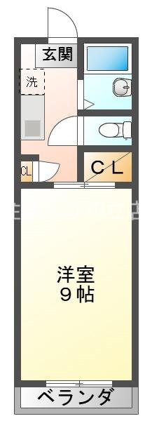 パレスはちまん(1K/2階)の間取り写真