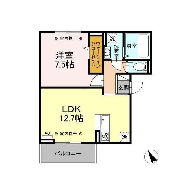 D-ROOM メイプルツリーハイツ(1LDK/2階)の間取り写真