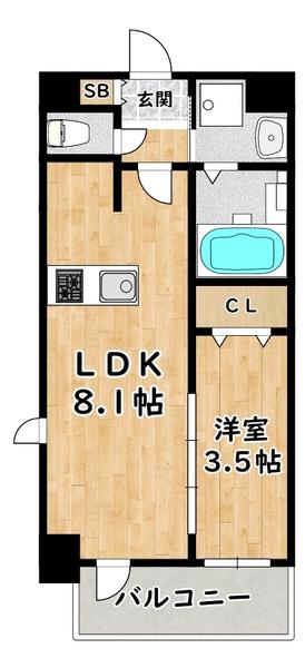ファステートOSAKAシティゲート(1LDK/2階)の間取り写真