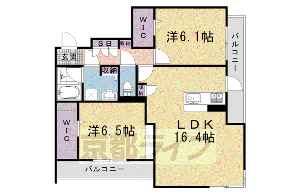 シャーメゾンガーデン太秦(2LDK/2階)の間取り写真