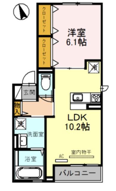 シンセリティ石津 B棟(1LDK/3階)の間取り写真