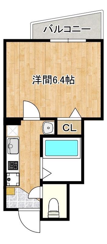 リルシア王子(1K/2階)の間取り写真