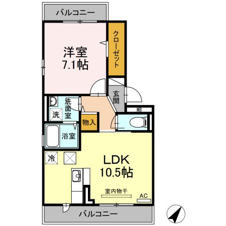 コンフォール桜木(1LDK/1階)の間取り写真
