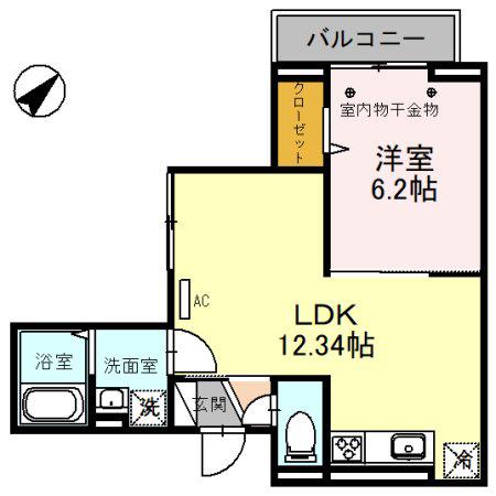 リーラN(1LDK/1階)の間取り写真