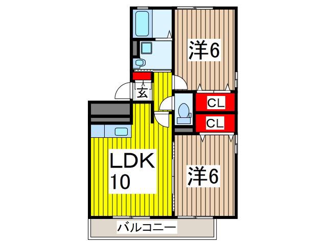 グランシャリオ(2LDK/1階)の間取り写真
