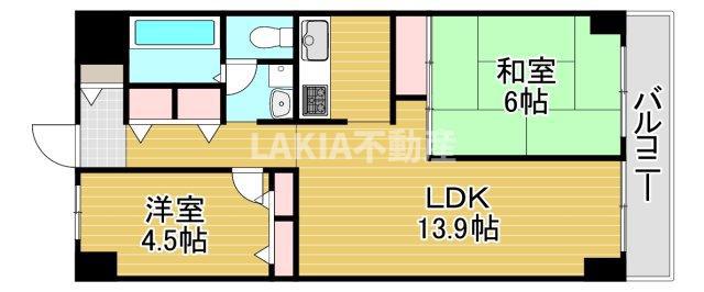 ネオコーポ大阪城公園2(2LDK/3階)の間取り写真
